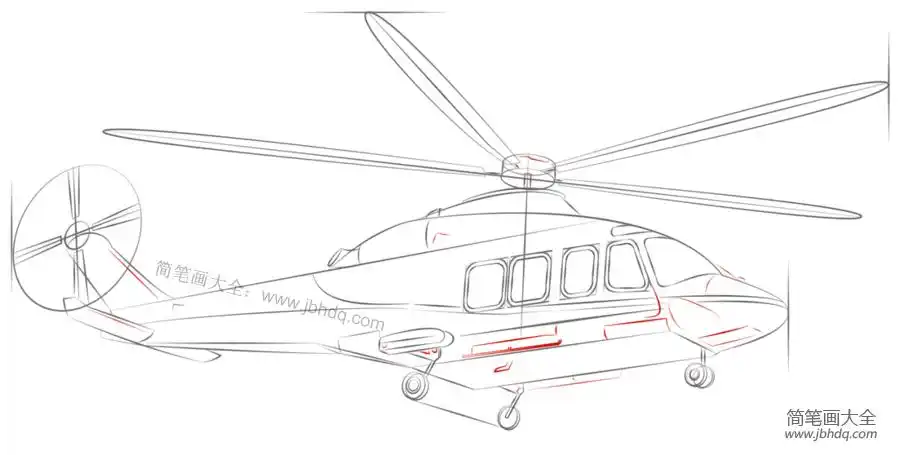 步骤8:完善细节步骤9:加深直升机的轮廓,改变厚度和阴影.