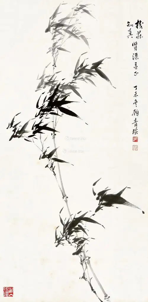 0131丁未1967年作风竹镜心水墨纸本