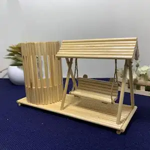 圆木棒手工diy制作材料包秋千笔筒立体模型实用摆件亲子互动作业