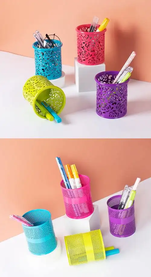 丰棋嘉笔筒少女心网红简约镂空金属笔筒创意个性学生文具收纳办公用品