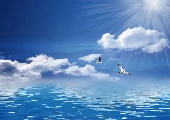 蓝天海水白云海报背景模板