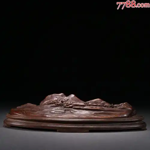沉香山水人物摆件._木雕摆件_作品欣赏_收藏价值_7788版画原作