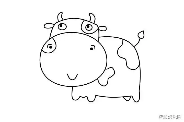 小猫奶牛简笔画