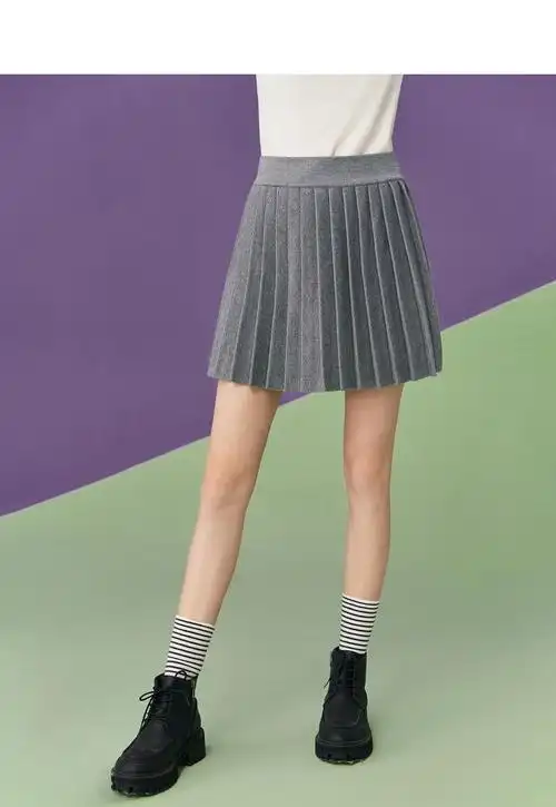 阔色2018秋冬新款韩版女学生纯色打底百褶裙短款a字裙半身裙