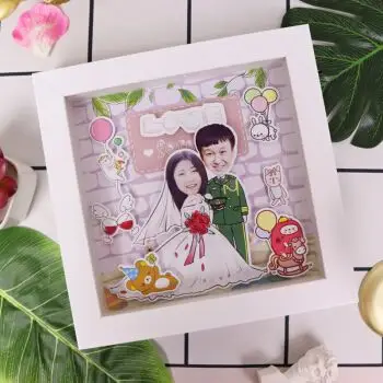 情侣定制手工立体摆台相框挂墙7寸diy创意照片卡通纪念日生日礼物 我