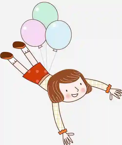 挂着气球飞起来的女孩动漫人物