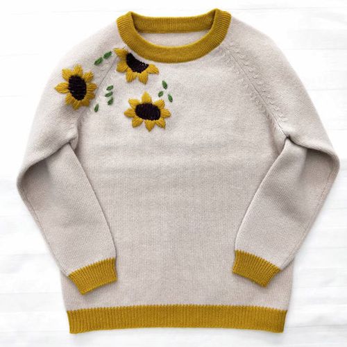 2021秋冬新加厚儿童100%纯羊绒衫洋气男女童手工绣太阳花宝宝毛衣