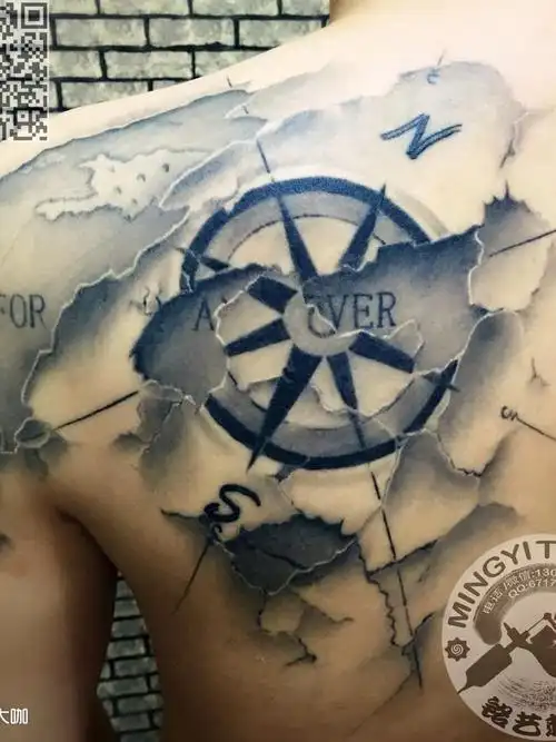 撕裂的《航海图》_纹身图案手稿图片_mingyi团队的纹身作品集