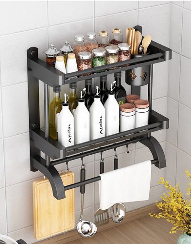 不锈钢厨房调味品置物架壁挂式墙上挂架多层调料品收纳架用品大全