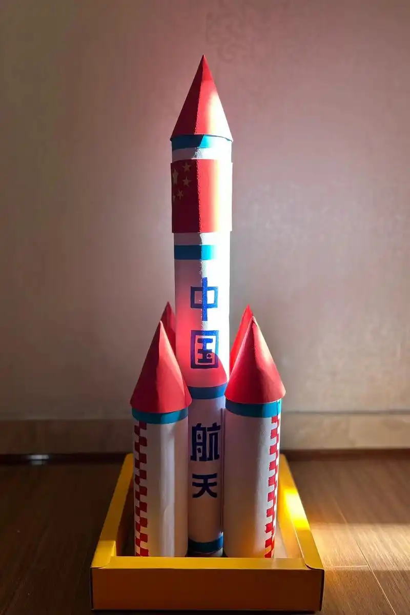 火箭04废物利用手工.#国庆手工 #航天手工制作 #国庆节亲 - 抖音