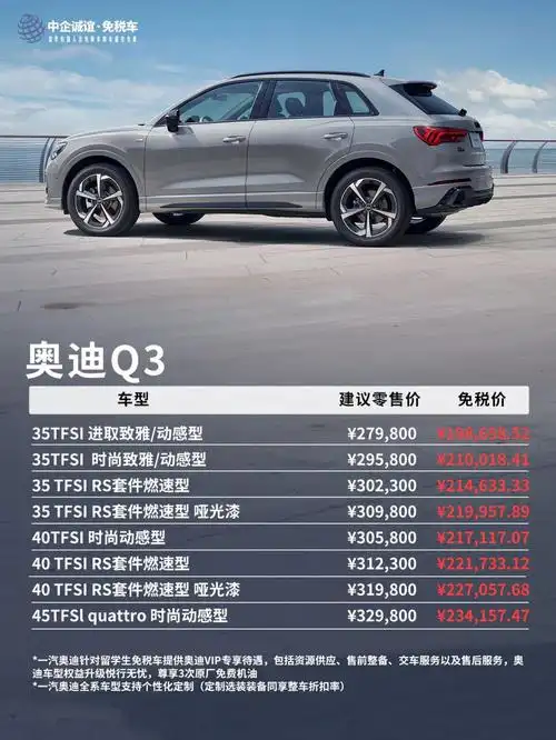 一汽奥迪最新留学生免税车价格