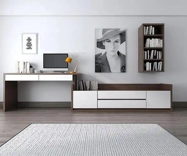 卧室电视柜书桌组合北欧简约伸缩梳妆台电脑桌一体组合电视柜网红