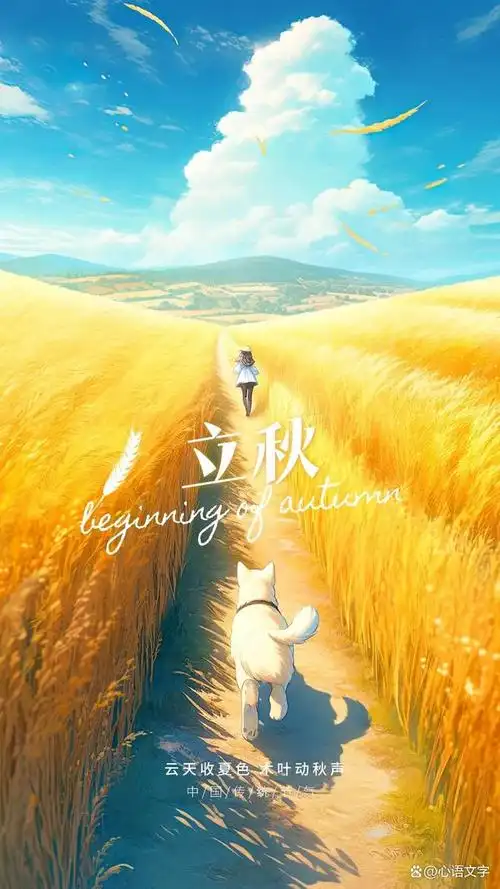 立秋海报美图带字图片,立秋快乐问候吉祥语句子