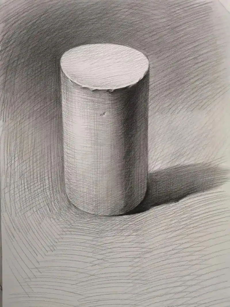 素描几何体圆柱体绘画步骤.#素描 #美术生 #画画 #一起学 - 抖音