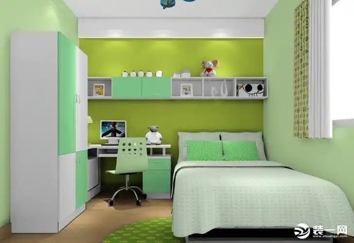 二居室牛油果绿色田园风卧室装修
