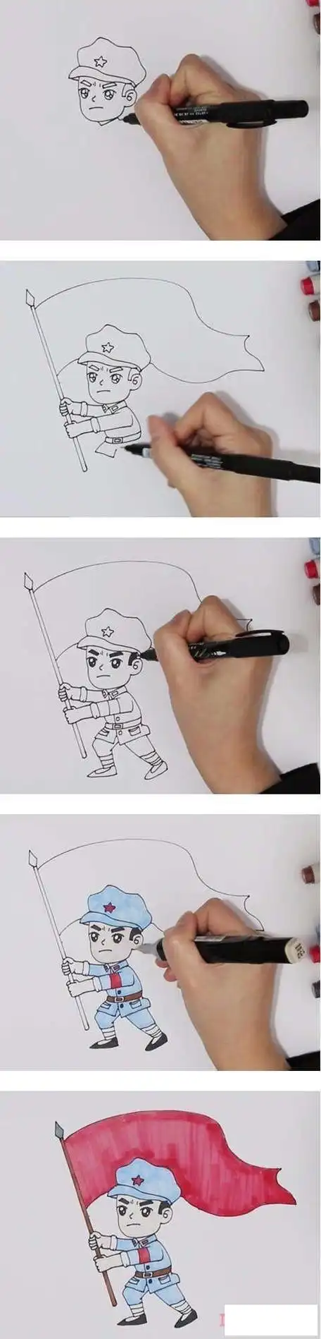 画法纪念烈士烈士牺牲的简笔画卡通小红军简笔画革命英雄故事连环画册