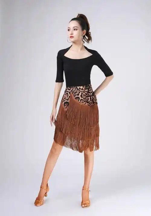 拉丁舞服装女成人拉丁舞围裙女流苏裙成人舞臀巾恰恰舞蹈裙伦巴半身裙