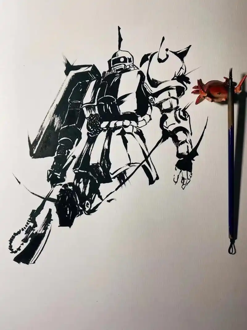 高达水墨手绘扎古