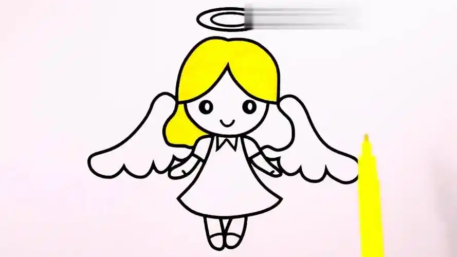 简笔画:涂上漂亮颜色的小仙女