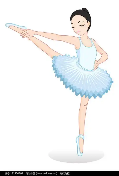 卡通踮起脚尖跳舞的女孩