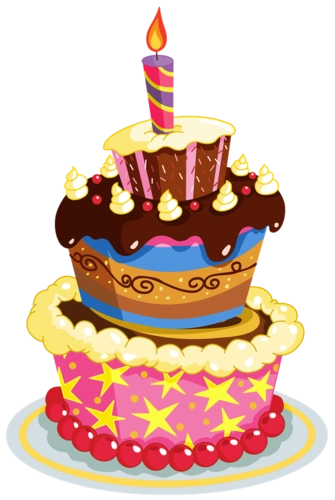 卡通三层生日蛋糕蜡烛插画