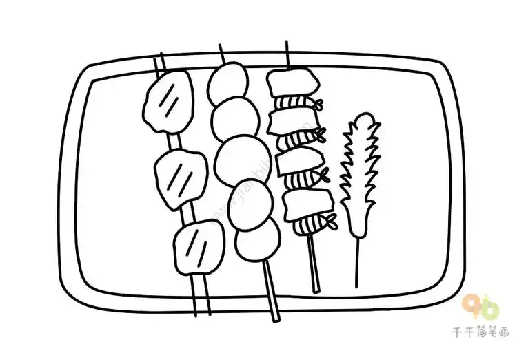 夏日美味烤串简笔画