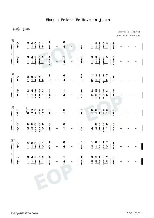 we have in jesus-简单版-恩友歌双手简谱预览1-钢琴谱文件(五线谱