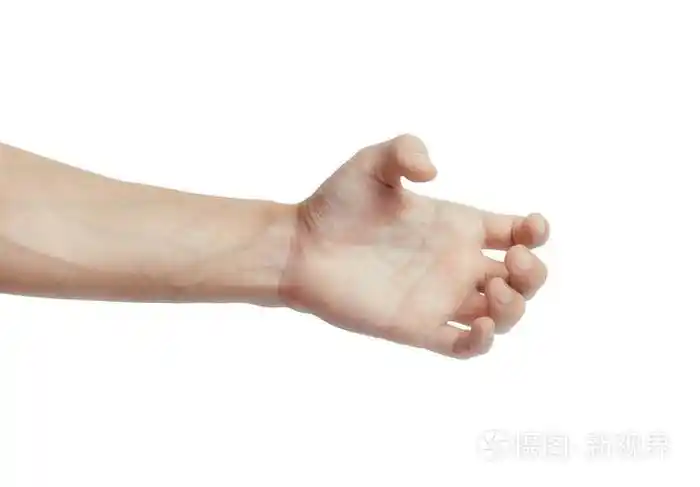 男子手拿着一个白色的背景上孤立的东西