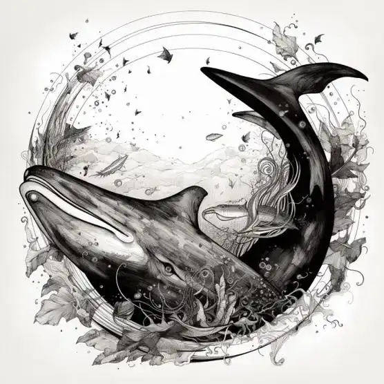 99 鲸鱼主题平面手绘,让视觉传达 - 抖音