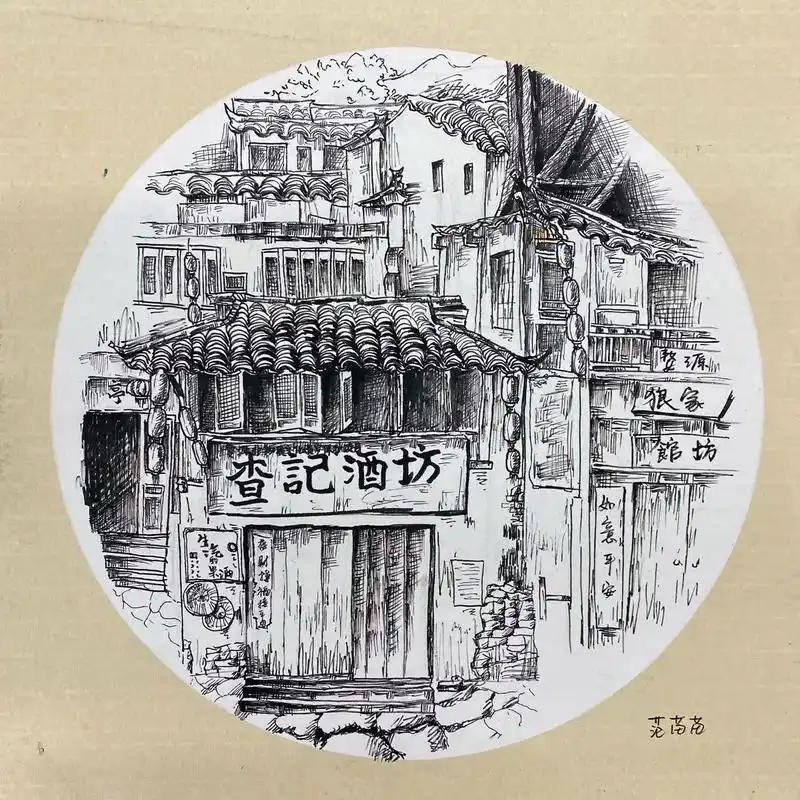 江西婺源写生-100张优秀速写风景作品.#美术生 #作品分享 - 抖音