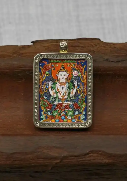 随身唐卡四臂观音