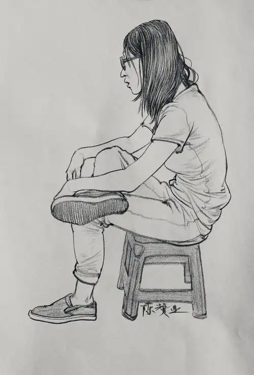 陈赞业人物速写9幅 画室学生_素描自学网