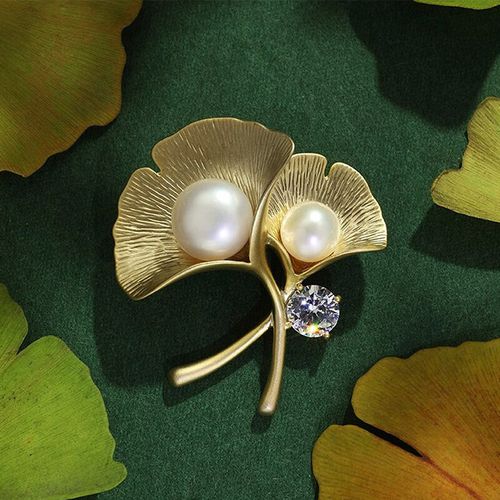 胸针女哑金配饰胸针毛衣别针中秋礼物送老婆 c3x702-b4 杏叶子胸针