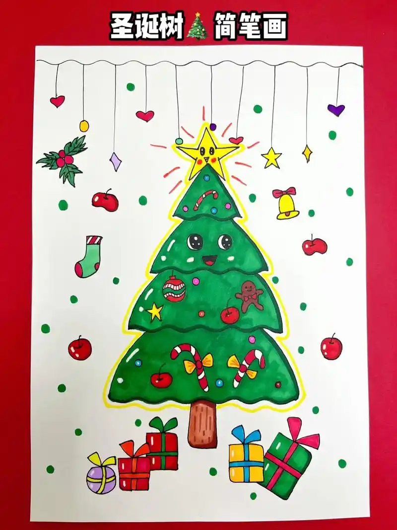 用46615个八就能画出圣诞树,一学就会,来试试吧!#简笔画 # - 抖音