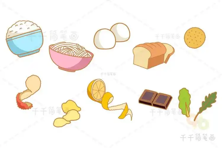 千千手抄报一卡通垃圾分类厨余垃圾简笔画