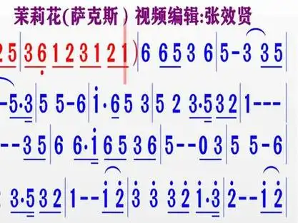 萨克斯演奏《茉莉花》的同步动态简谱 #教学简谱