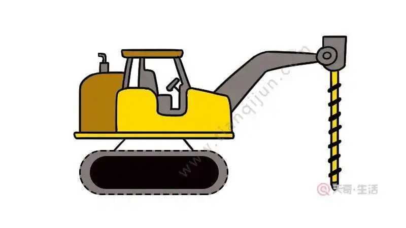 工程车打钻机简笔画