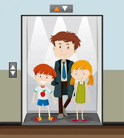 使用电梯上升的人