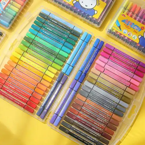 米菲印章水彩笔36色双头可水洗水彩笔24色小学生水彩笔套装