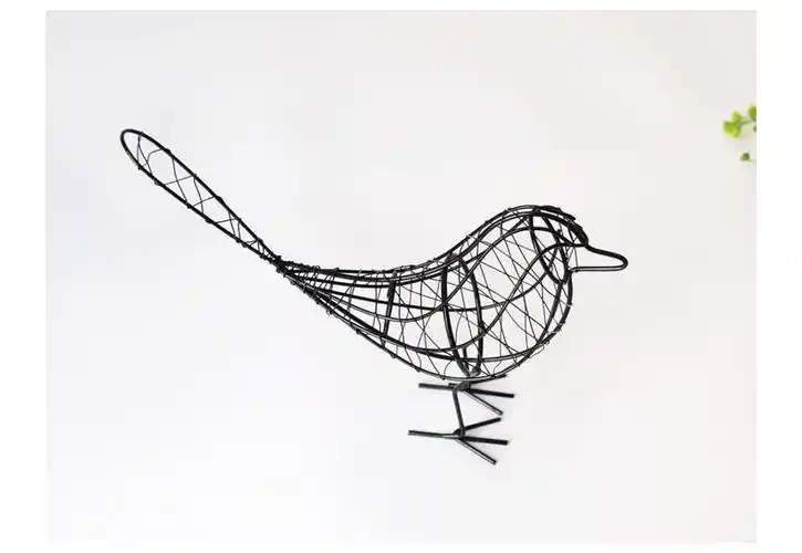 铁艺小鸟摆件 欧式装饰工艺品 拍摄道具家居动物铁丝鸟桌面摆饰