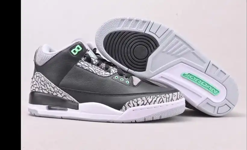 乔丹 air jordan 3 retro green glow 爆裂纹黑绿荔枝皮篮球鞋 aj3 ct