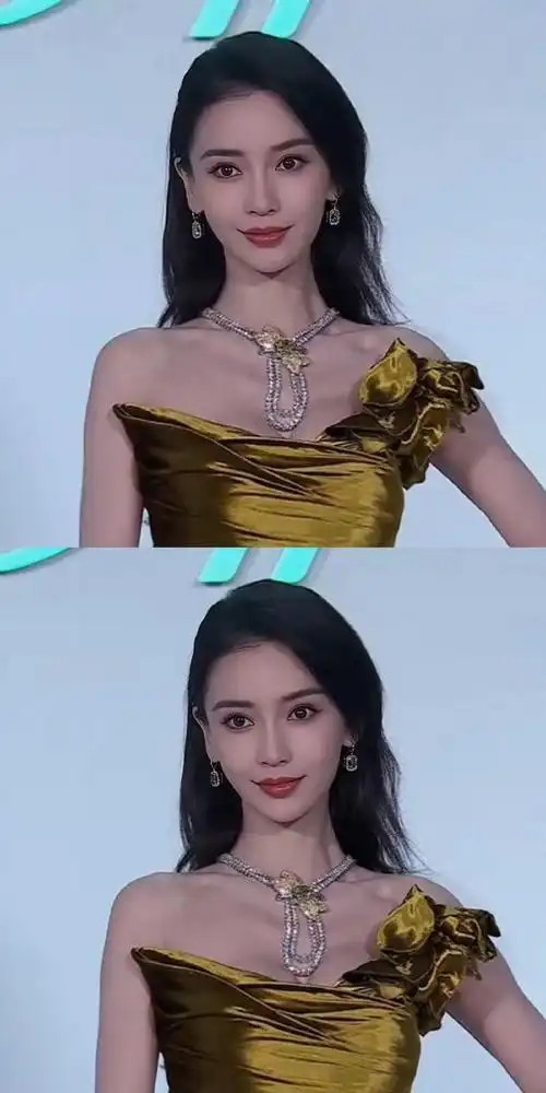 angelababy今晚珠宝展现场鲨我啊,闪闪发光的黄钻项链和方糖耳环真的