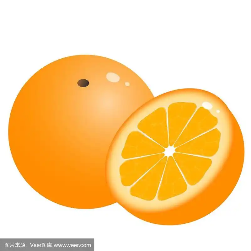 彩色图像的卡通橘子在白色的背景.水果.矢量插图.