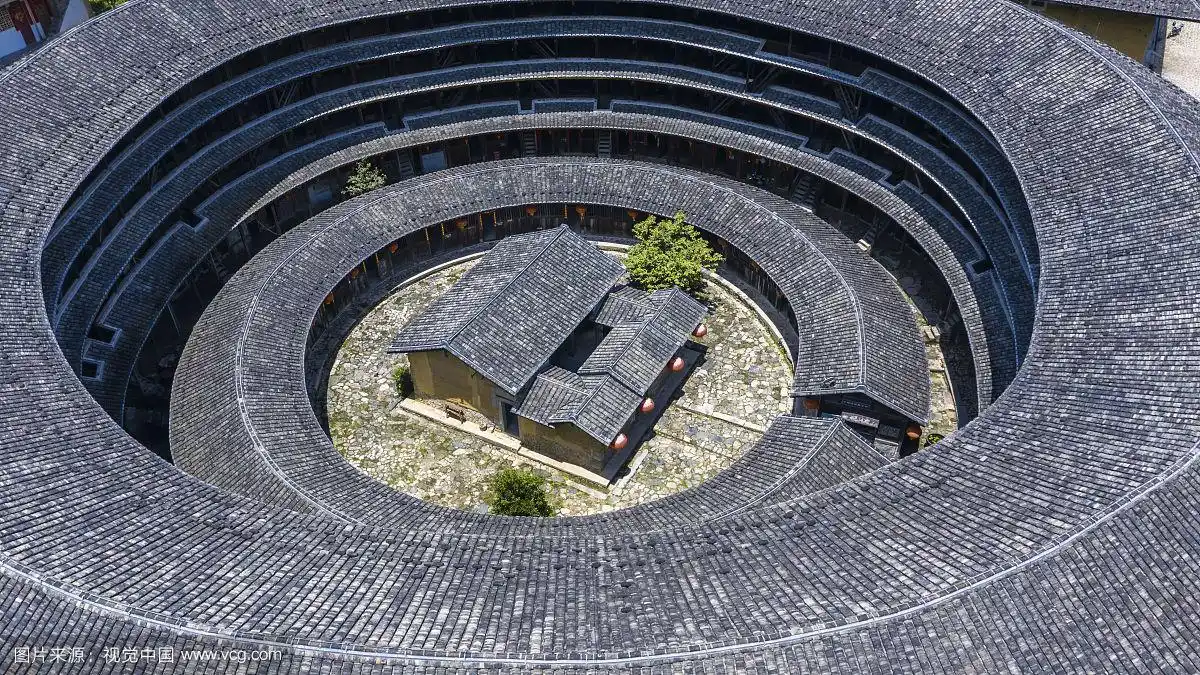 福建单个土楼俯拍