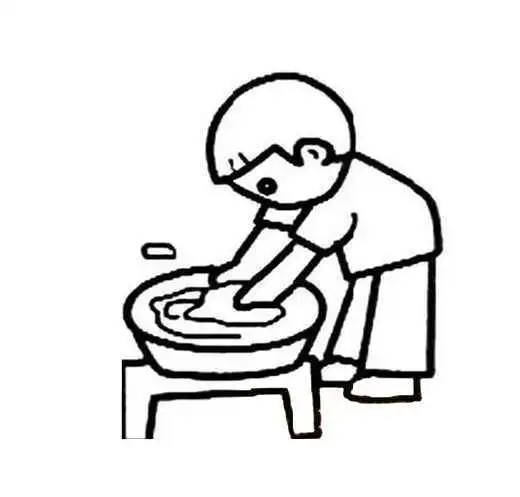 家务洗衣服的小女孩简笔画图片