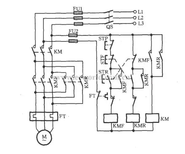 三相电动机防止相间短路的换向电路
