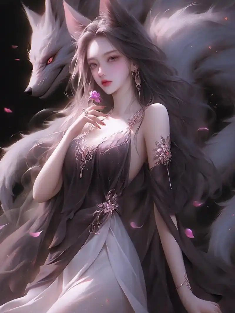 九尾黑狐是不是别有一番风味 9图头像壁纸 粉色九尾狐是妩媚柔情,那