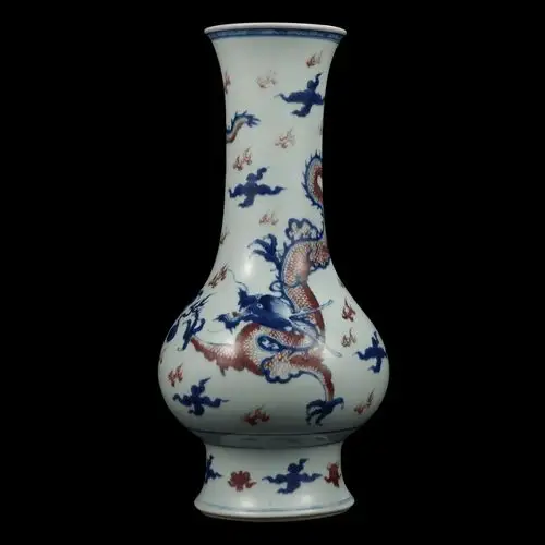 清康熙 青花釉里红云龙纹琵琶尊-北京中拍国际拍卖有限公司