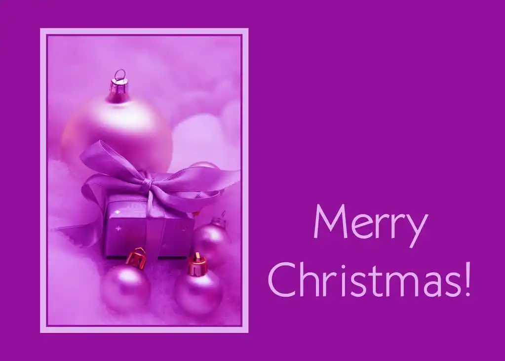 饰品和礼品紫色圣诞贺卡赤いハートや星のクリスマス カード