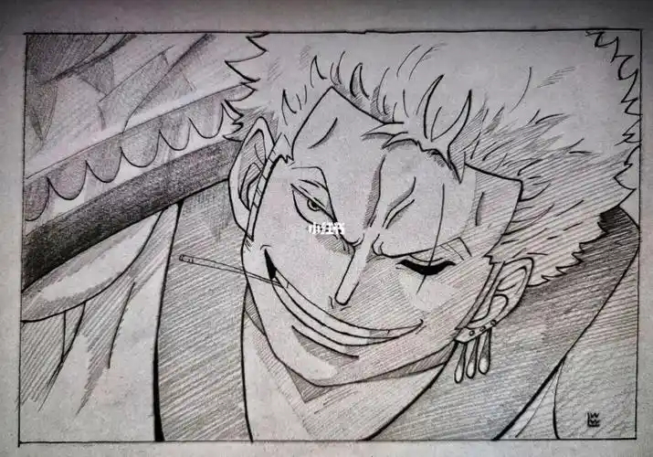 从刚开始追海贼到现在最喜欢的就是索隆了,三刀流是真的帅#手绘